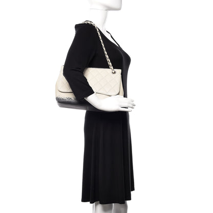 Chanel Lambskin Quilted Large Blizzard Zip Top Flap Light Beige Black 2 of 10