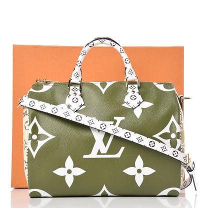 Louis Vuitton Monogram Giant Speedy Bandouliere 30 Kaki Beige 9 of 9