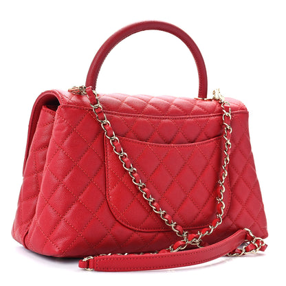 Chanel Caviar Quilted Small Coco Handle Flap Red 2 of 8