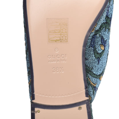 Gucci Iridescent Brocade Womens Princetown Slippers 38.5 Azure Multicolor Oro 6 of 9