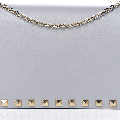 Valentino Garavani Calfskin Rockstud Wallet on Chain Pastel Grey 8 of 11