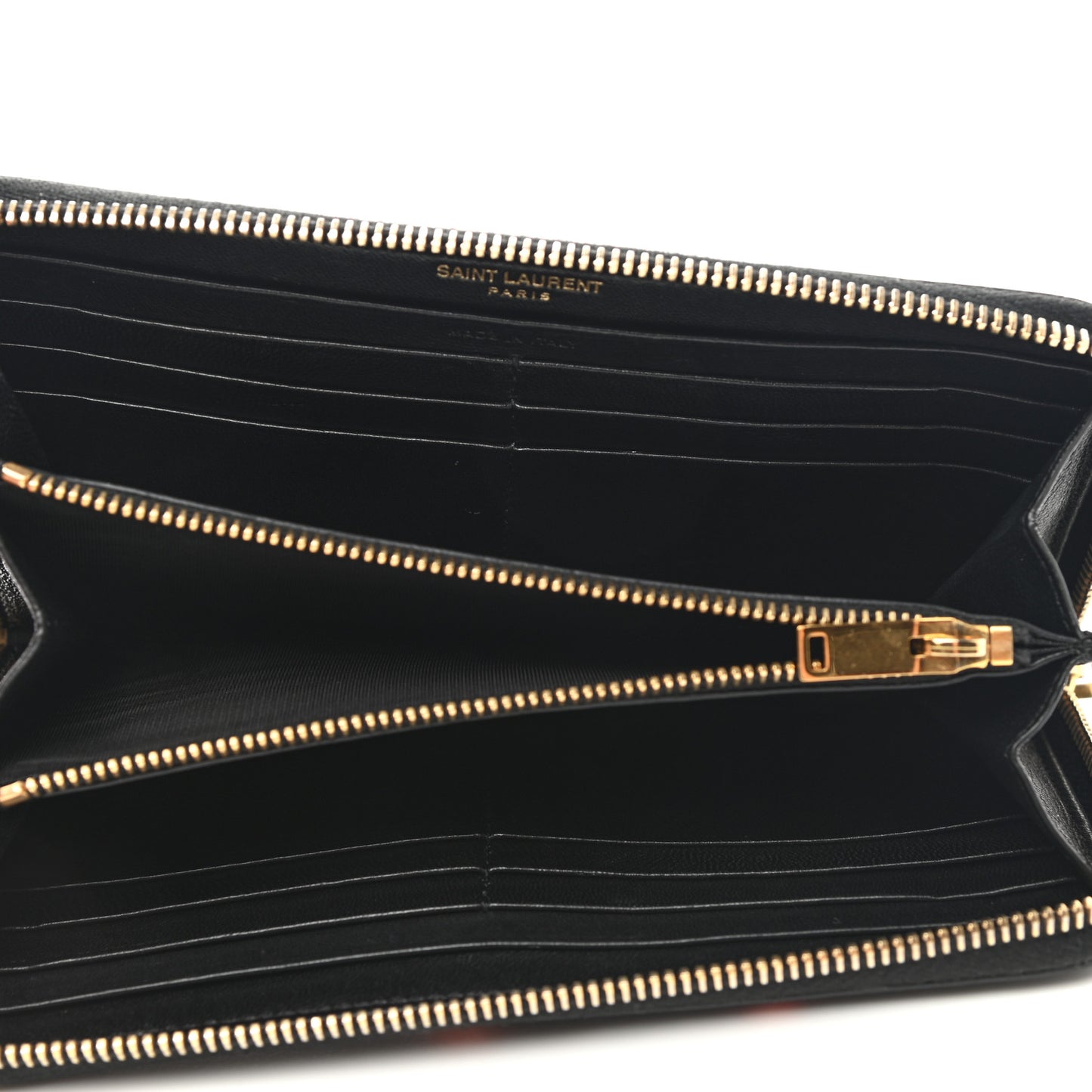 Calfskin Lipstick Print Monogram Zip Around Wallet Black
