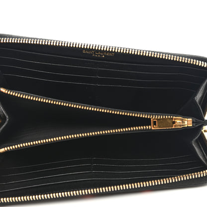 Saint Laurent Calfskin Lipstick Print Monogram Zip Around Wallet Black 5 of 7