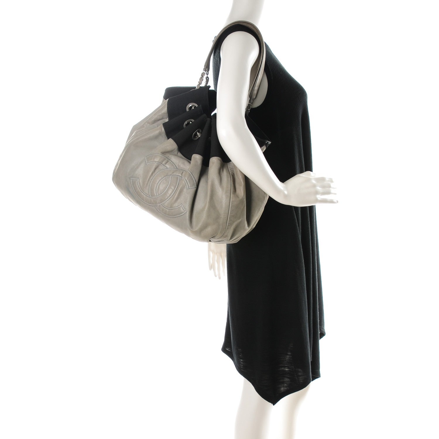 Chanel Iridescent Calfskin Large Stretch Spirit Cabas Grey 2 of 7