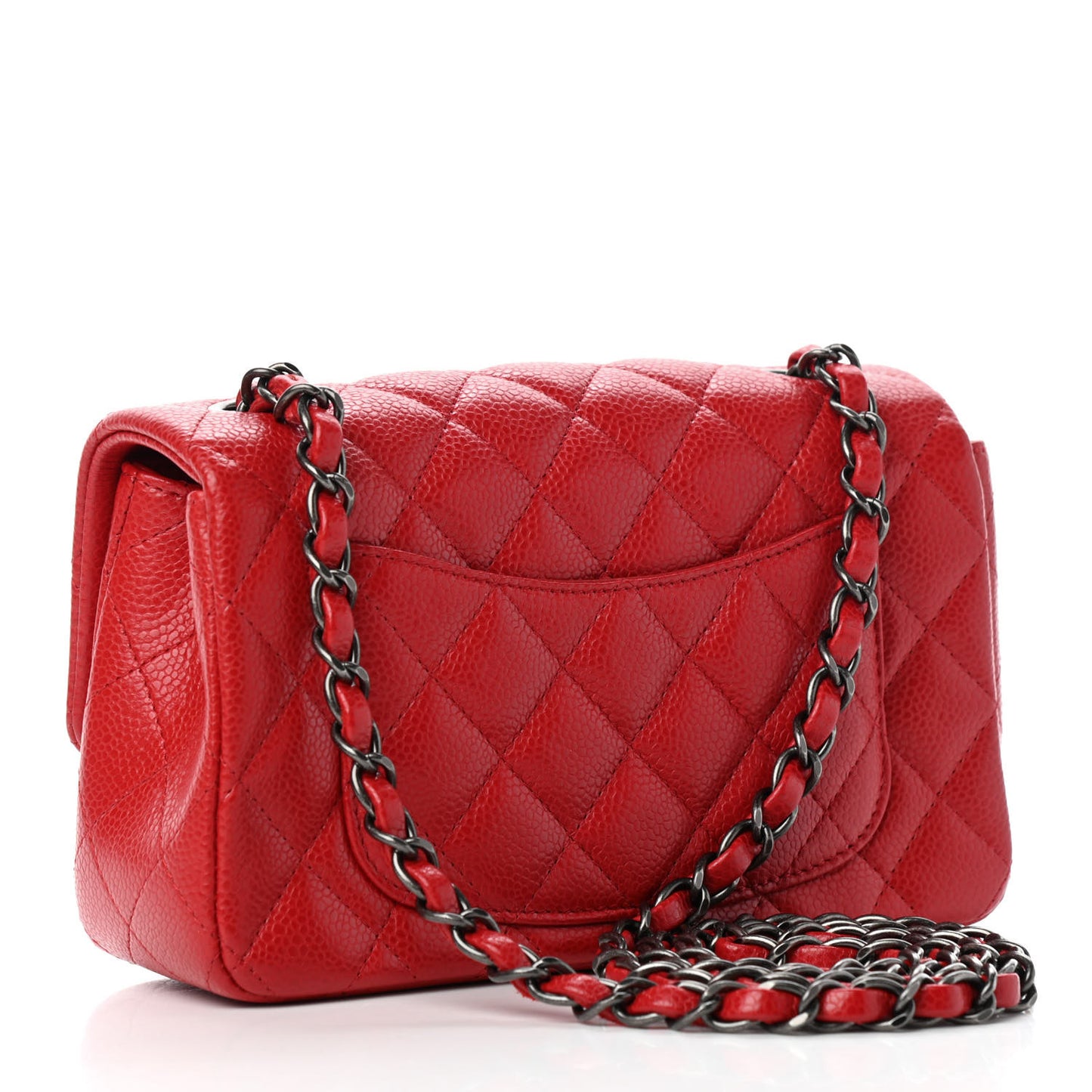 Caviar Quilted Mini Rectangular Flap Red