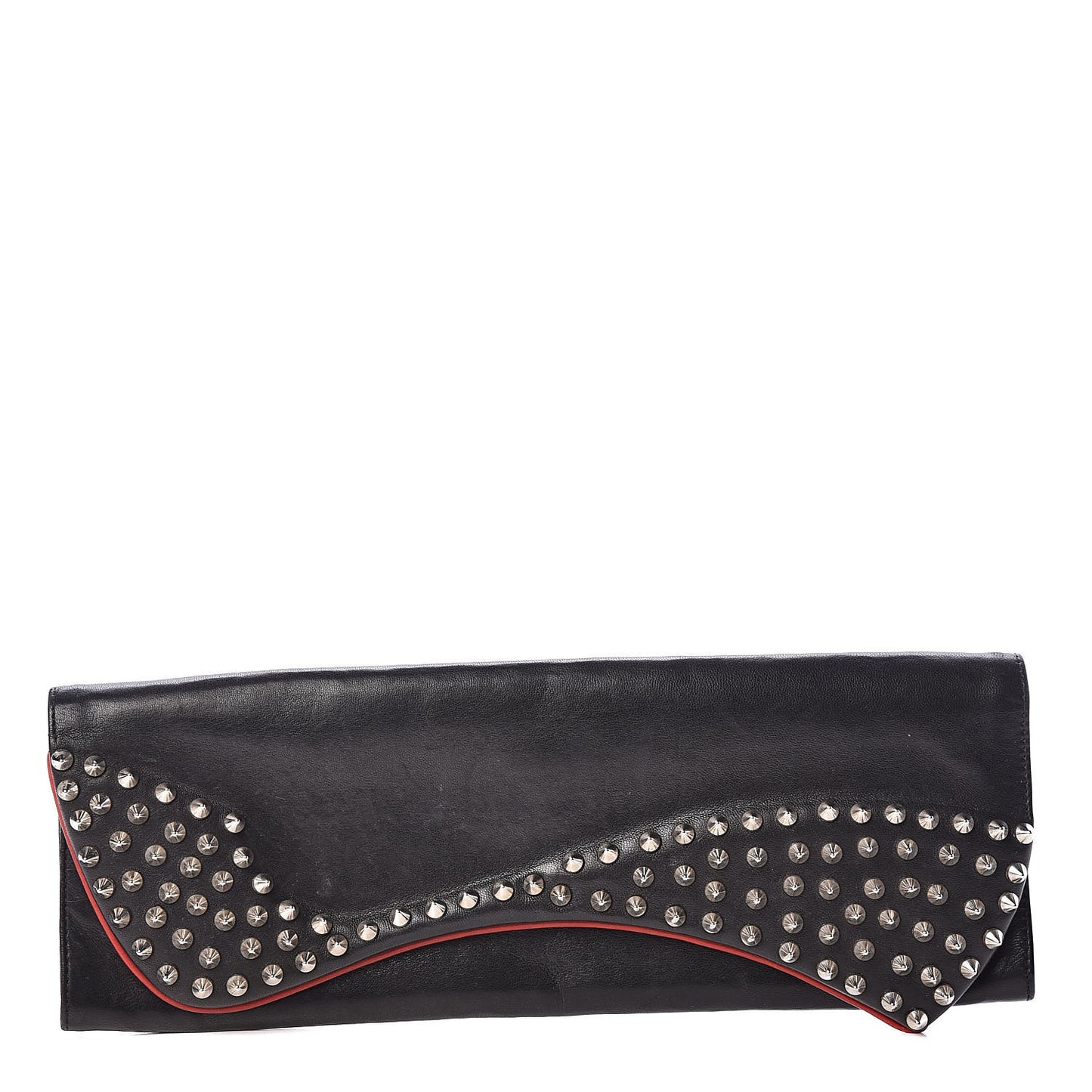 Calfskin Spikes Pigalle Clutch Black
