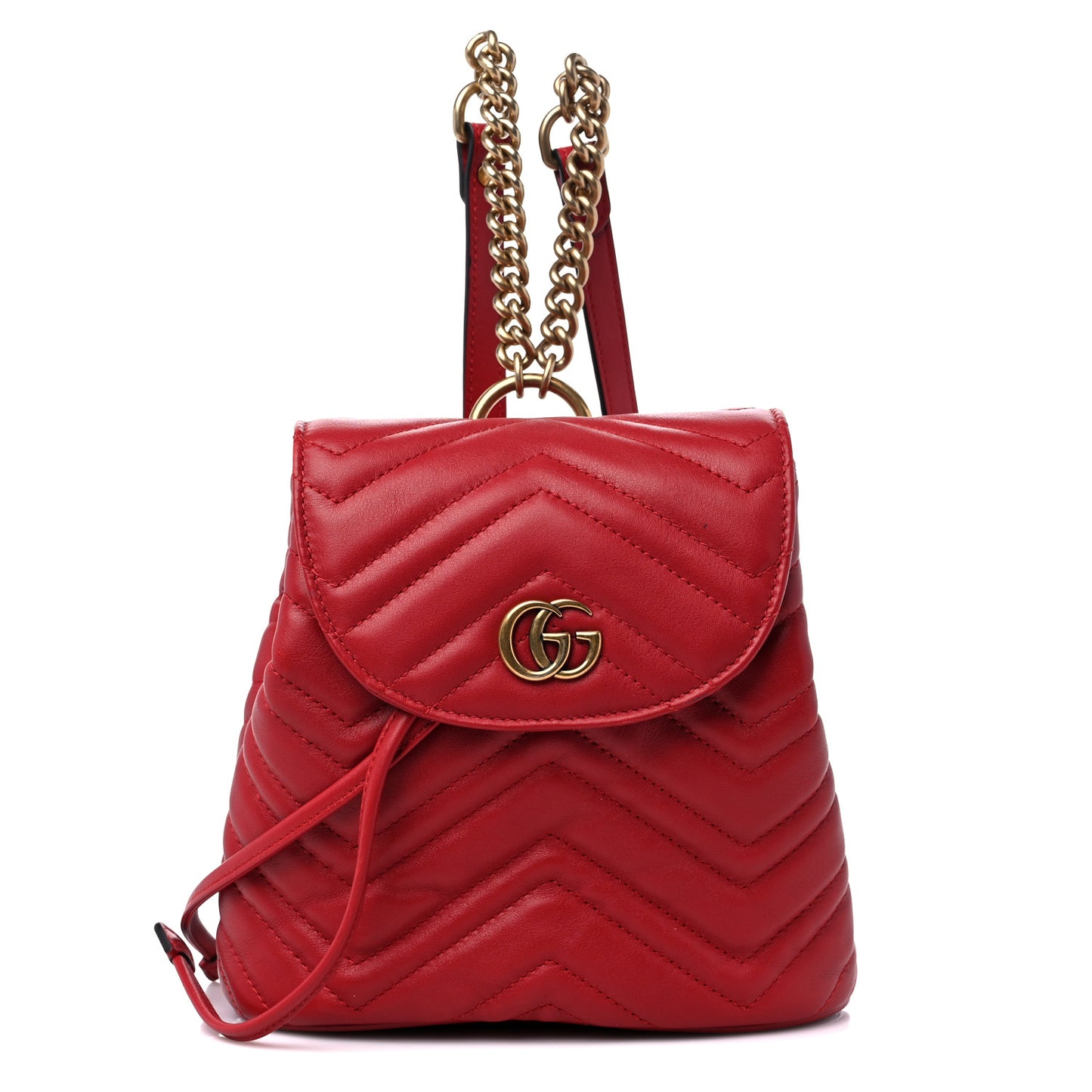Calfskin Matelasse GG Marmont Flap Backpack Hibiscus Red