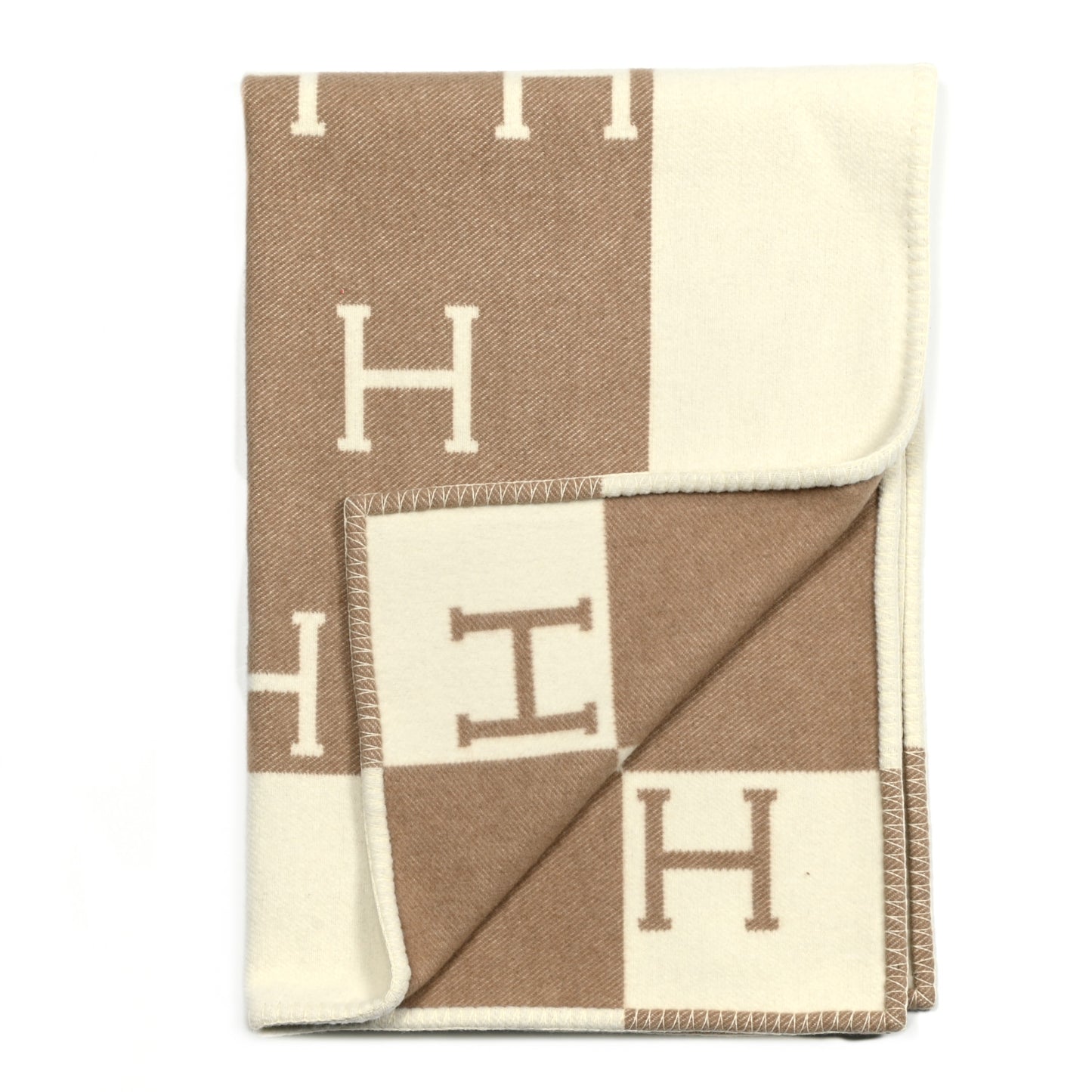 Wool Cashmere Avalon Baby Blanket Noisette Moyen White