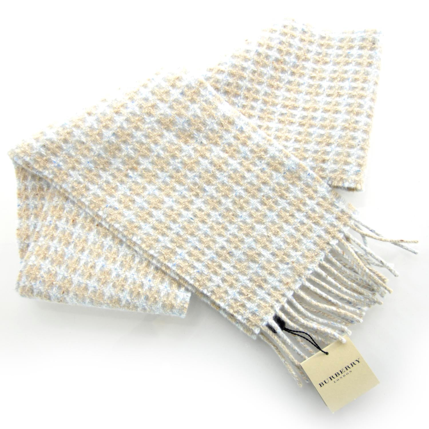 Burberry Cashmere Lurex Check Scarf Blue 1 of 4
