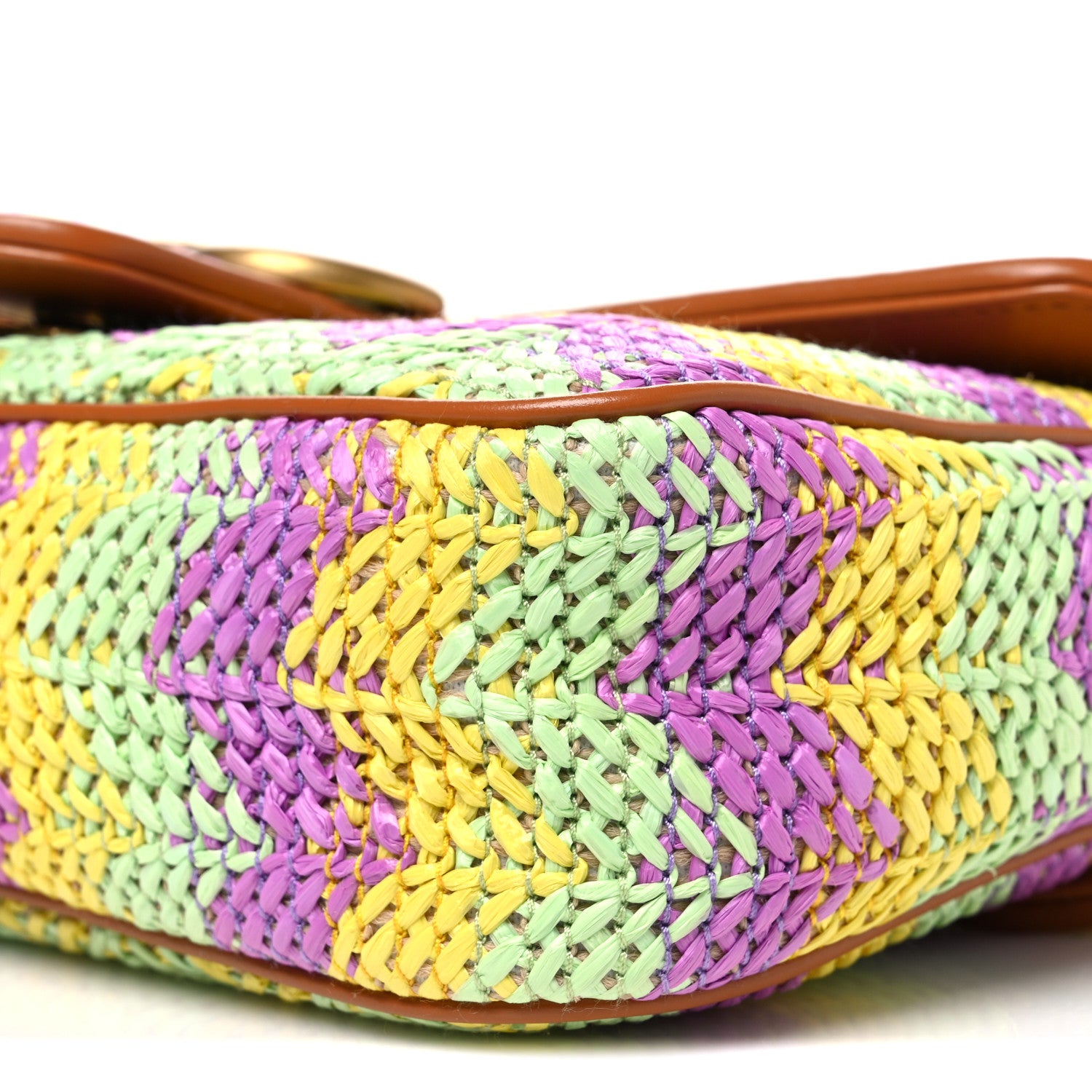 Gucci Calfskin Raffia Woven Small GG Marmont Shoulder Bag Multicolor 9 of 9