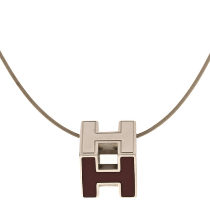 Hermes Palladium Lacquered Cage d'H Necklace Rouge H 4 of 7