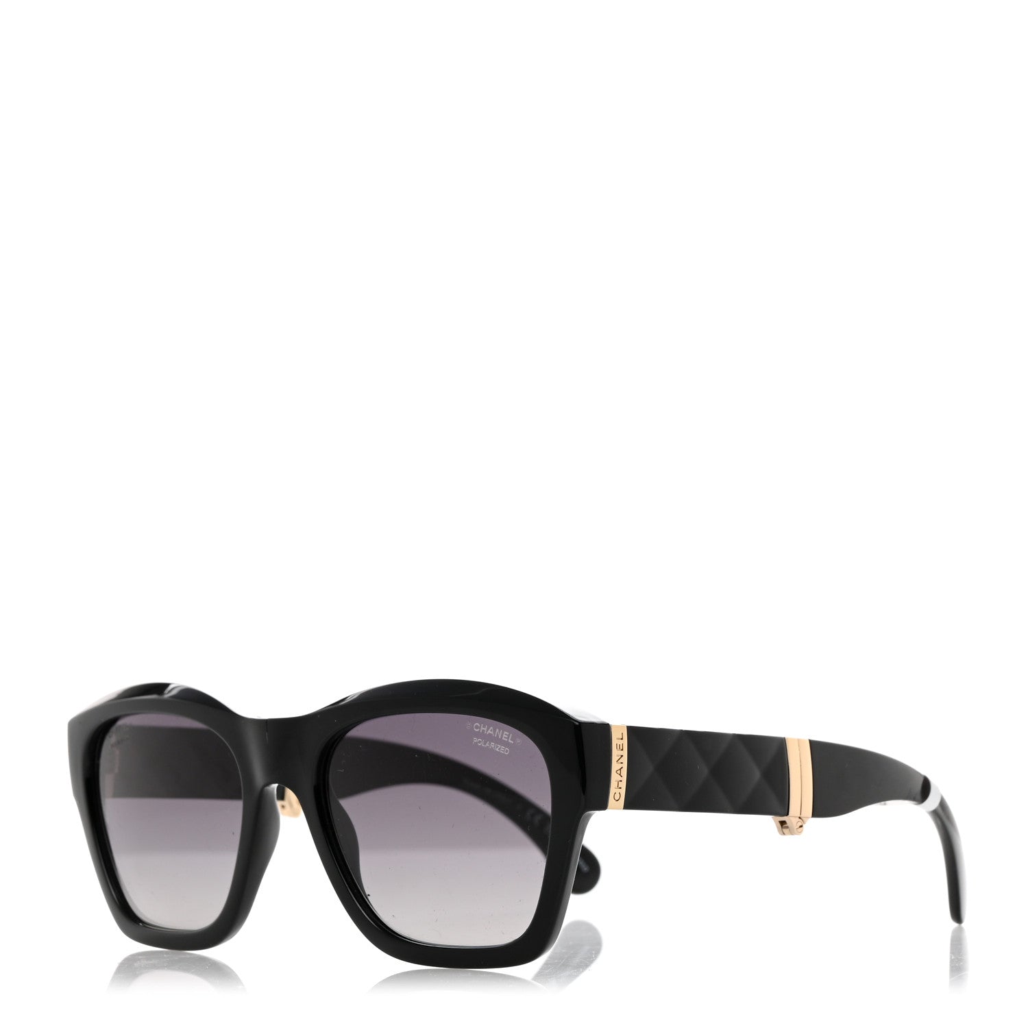 Chanel Acetate Metal Crystal Square Folding Sunglasses 6055-B Black 1 of 10