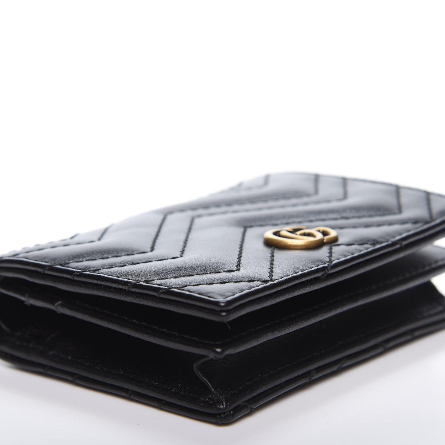 Calfskin Matelasse GG Marmont Card Case Wallet Black