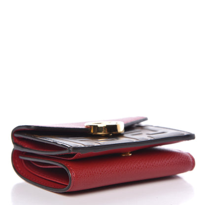 Fendi Vitello Cruise F is Fendi Bi-Color FF 1974 Embossed Micro Tri-Fold Envelope Wallet Maya Black Fragola 4 of 9