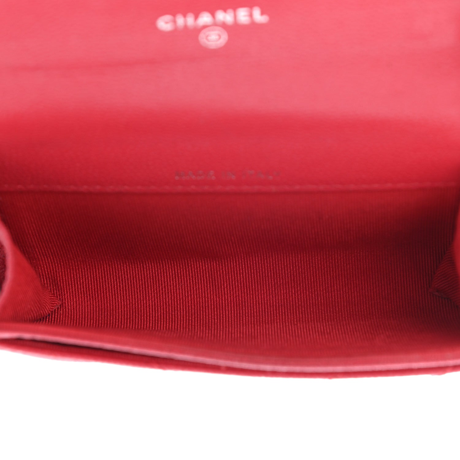 Chanel Caviar Chevron Quilted Flap Card Holder Red 5 of 11