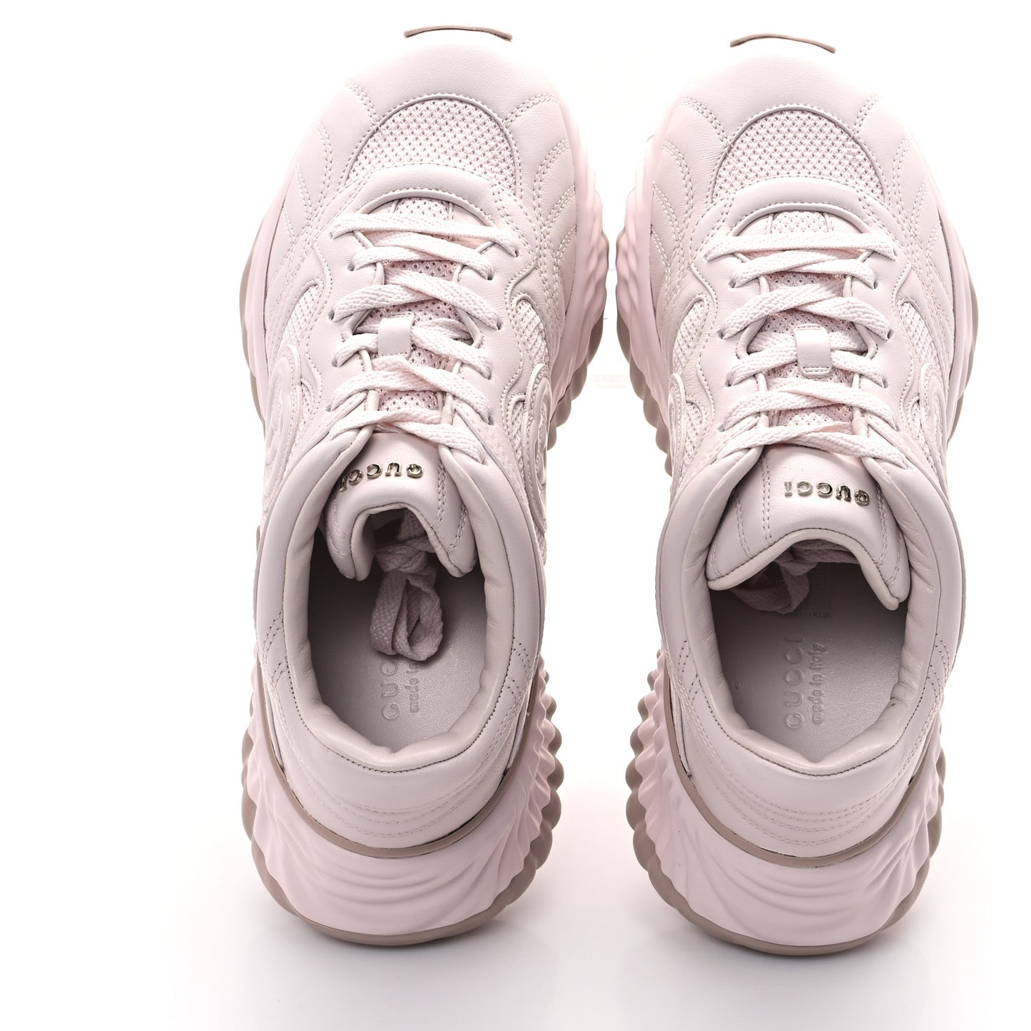 Calfskin Interlocking G Ripple Womens Platform Sneakers 39 Light Pink