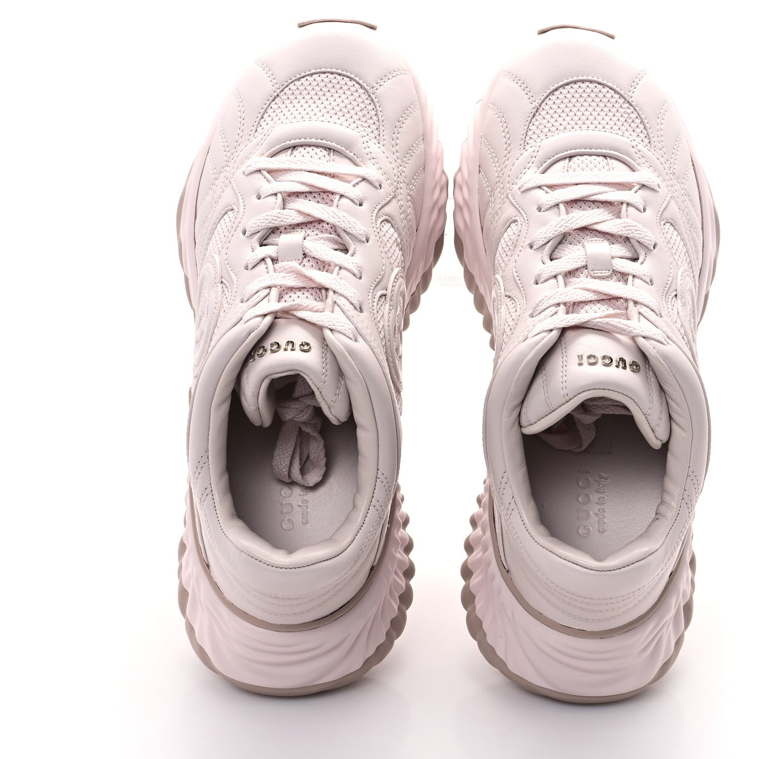 Gucci Calfskin Interlocking G Ripple Womens Platform Sneakers 39 Light Pink 7 of 10