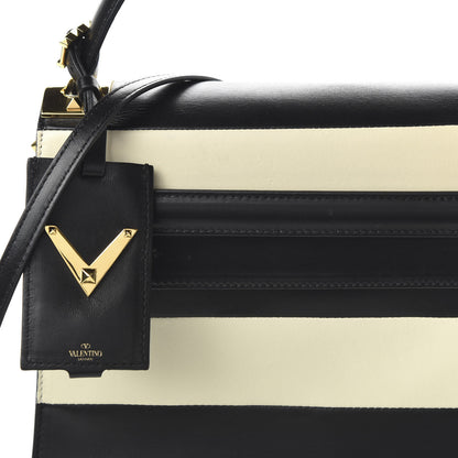 Valentino Garavani Nappa Striped Medium My Rockstud Frame Bag Black Light Ivory 9 of 13