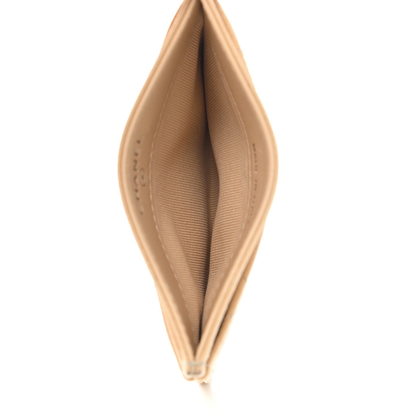 Caviar Quilted Card Holder Beige