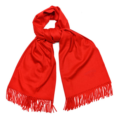 Hermes Cashmere Fringe Scarf Red 1 of 3
