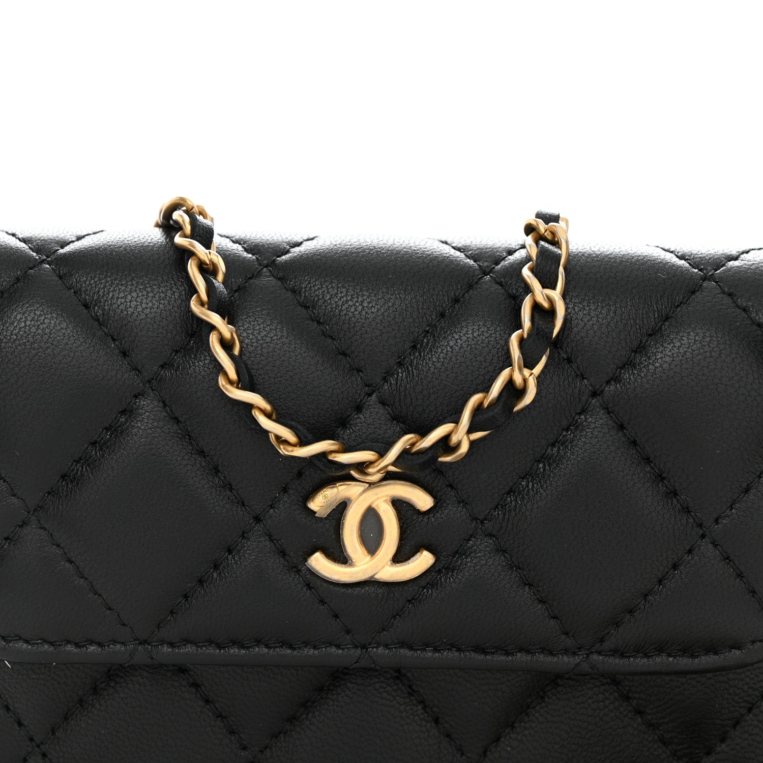 Chanel Lambskin Quilted Pearl Crush Clutch With Chain Black 9 of 12
