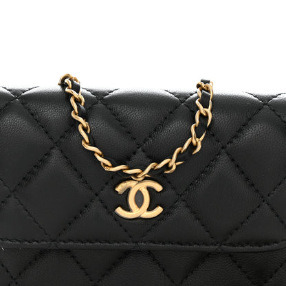 Chanel Lambskin Quilted Pearl Crush Clutch With Chain Black 9 of 12
