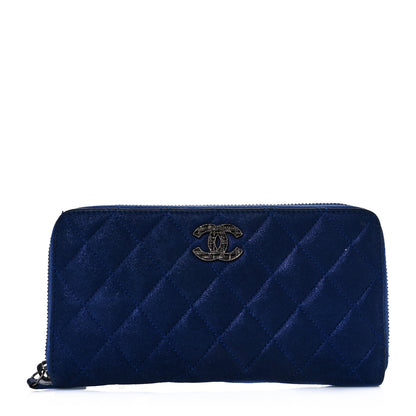 Chanel Iridescent Calfskin Quilted Long Zip Around Wallet Blue 1 of 11