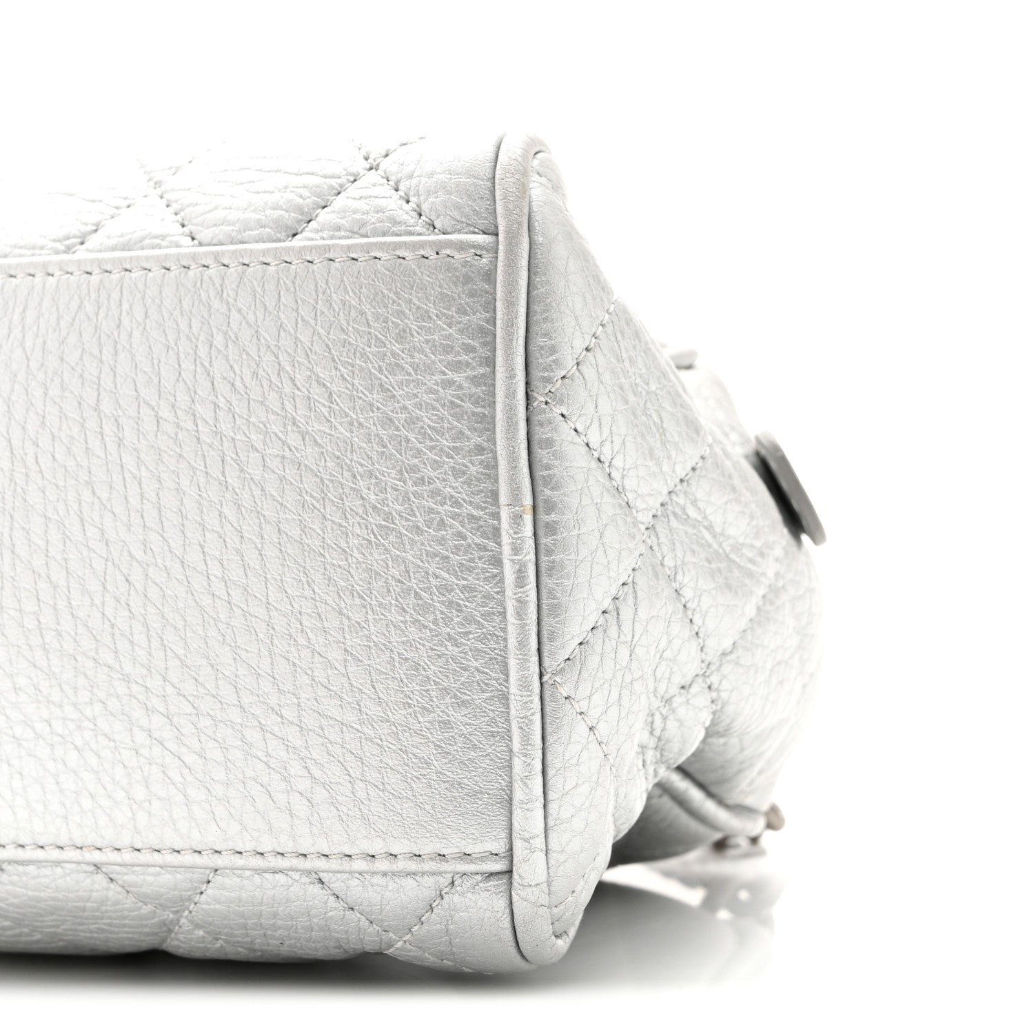 Chanel Metallic Calfskin Quilted Mini Bowling Bag Silver 10 of 10