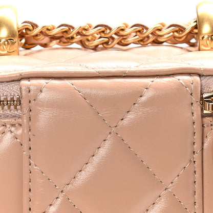Chanel Calfskin Quilted Mini Perfect Fit Vanity Case With Chain Beige 13 of 15