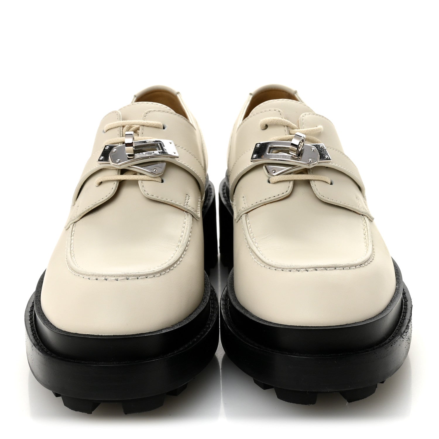 Hermes Glossed Calfskin First Derby 36.5 Beige Glaise 2 of 9