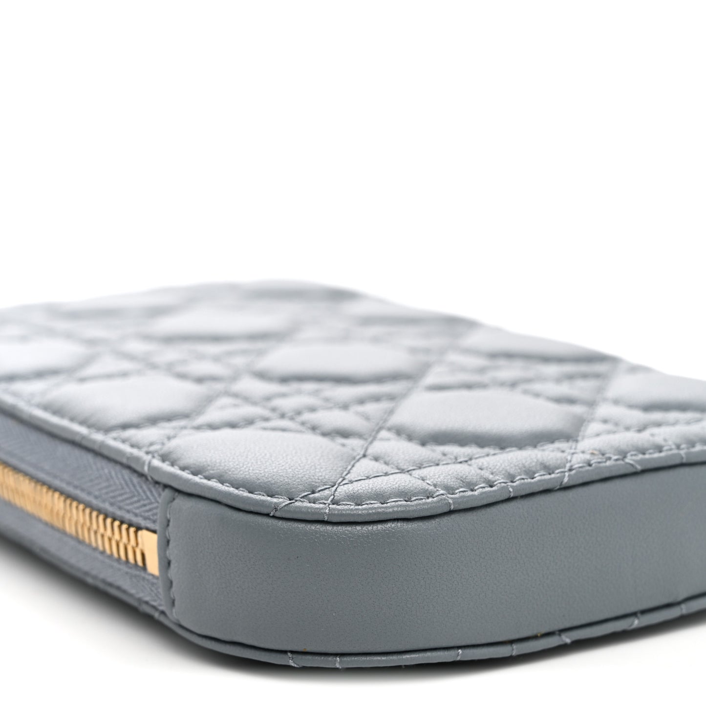 Lambskin Cannage Lady Dior Phone Holder Cloud Blue