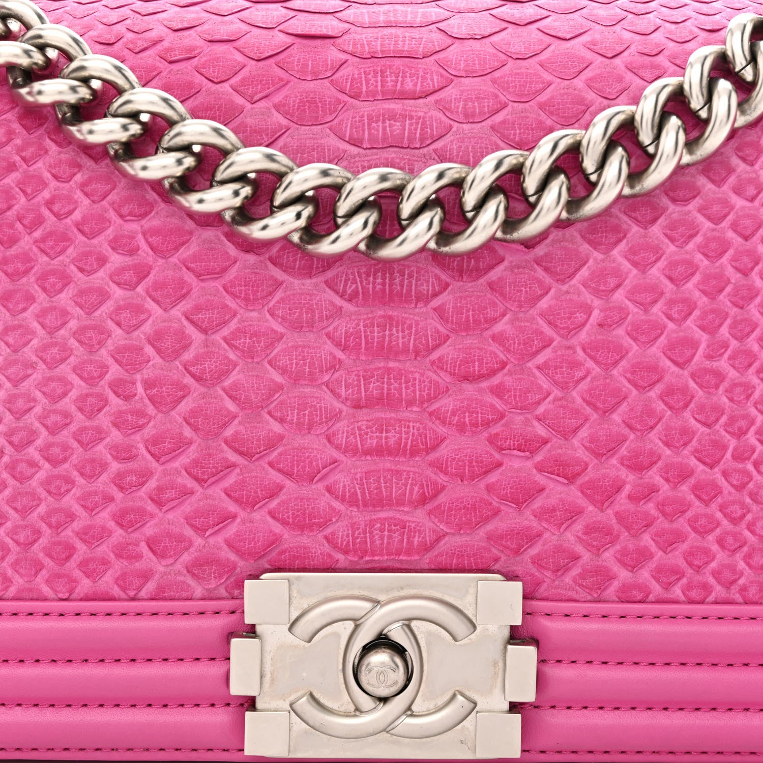 Chanel Matte Snakeskin Medium Boy Flap Pink 8 of 11
