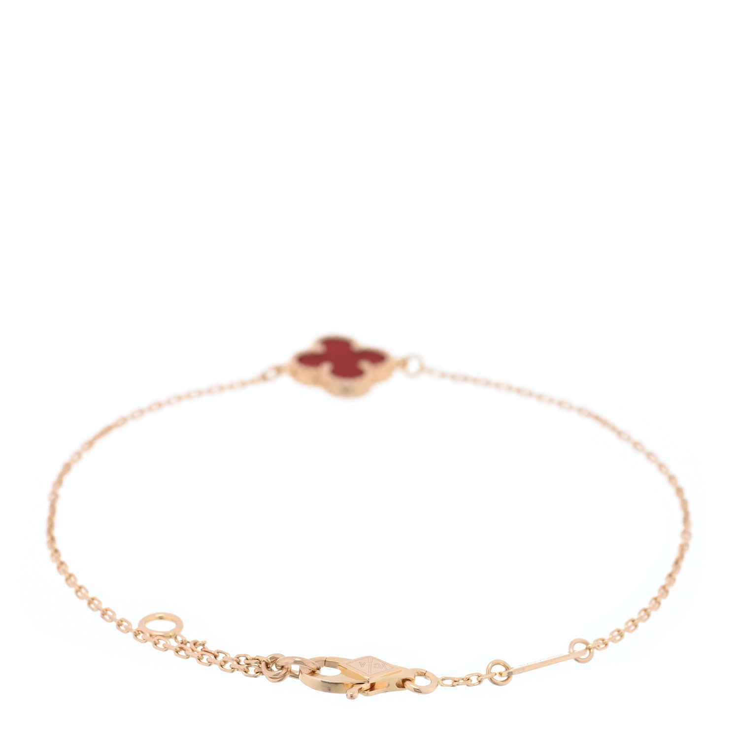 Van Cleef & Arpels 18K Rose Gold Carnelian Sweet Alhambra Bracelet 2 of 4