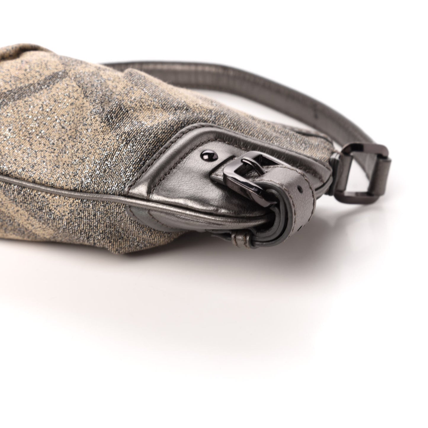 Shimmer Check Degrade Shoulder Bag Pewter
