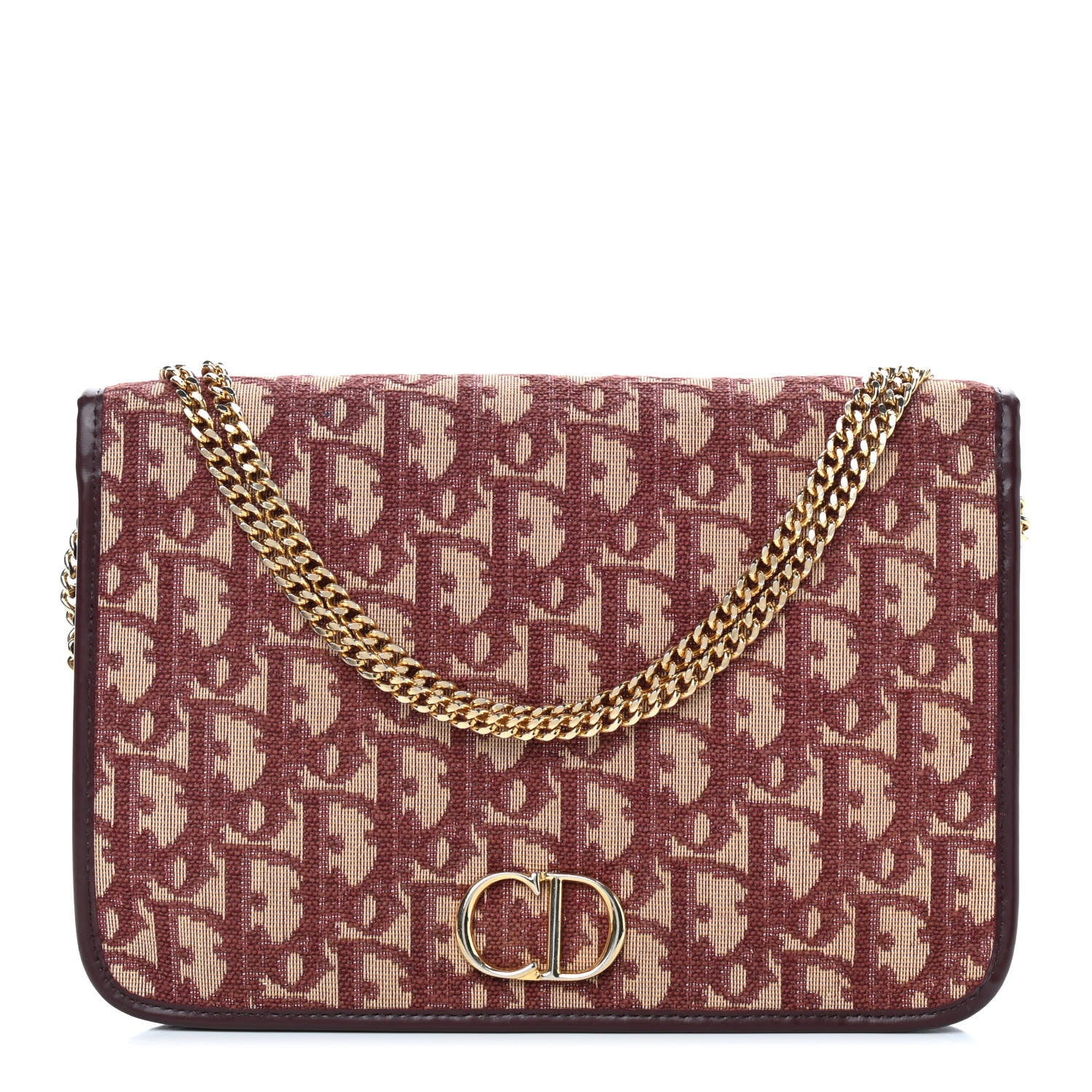 Christian Dior Monogram Chain Flap Burgundy 1 of 8