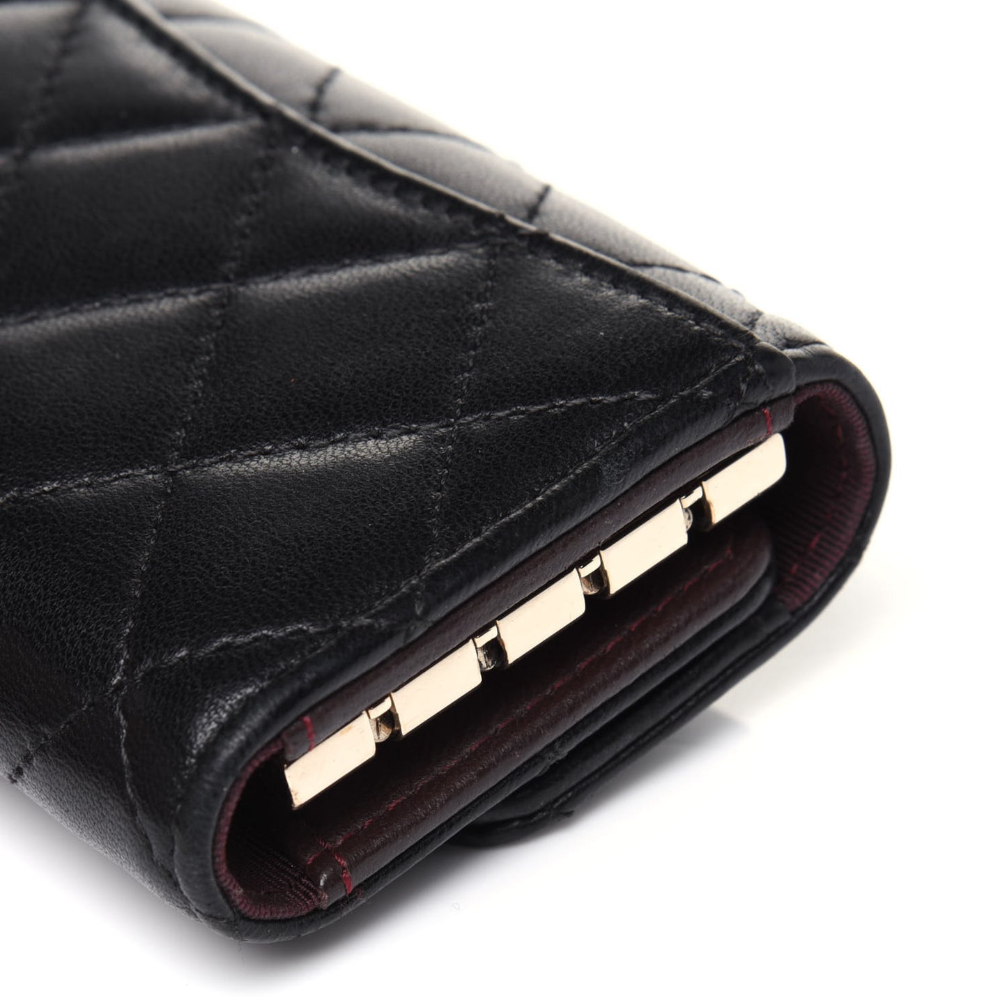 Lambskin Quilted 4 Key Holder Black