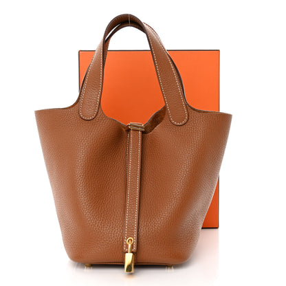Hermes Taurillon Clemence Picotin Lock 18 PM Gold 3 of 11