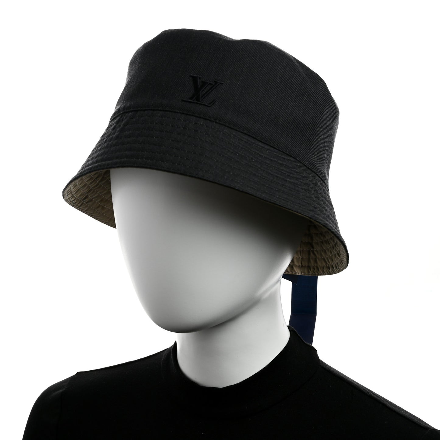 Nylon Wool Monogram Reversible Rain Bucket Hat L Beige