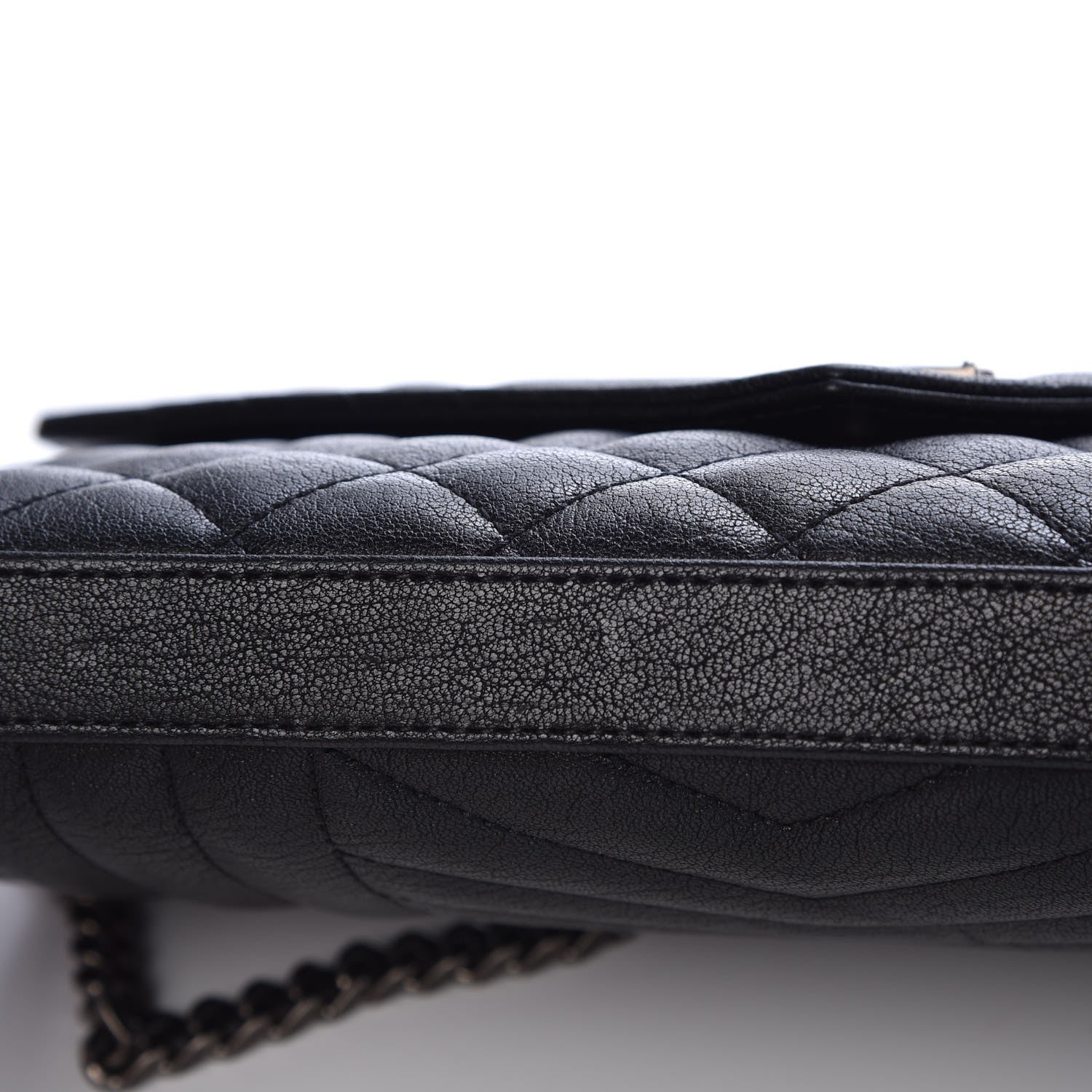 Saint Laurent Sheepskin Tri-Quilt Monogram Envelope Chain Wallet Black 10 of 10