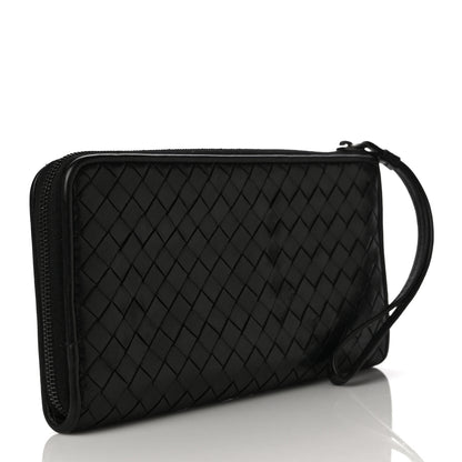 Bottega Veneta Nappa Intrecciato Wristlet Zip Wallet Black 3 of 11