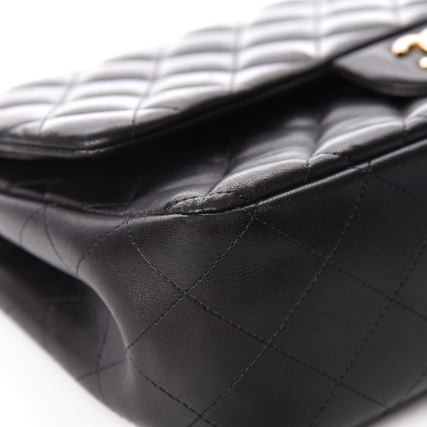 Lambskin Quilted Jumbo Double Flap Black