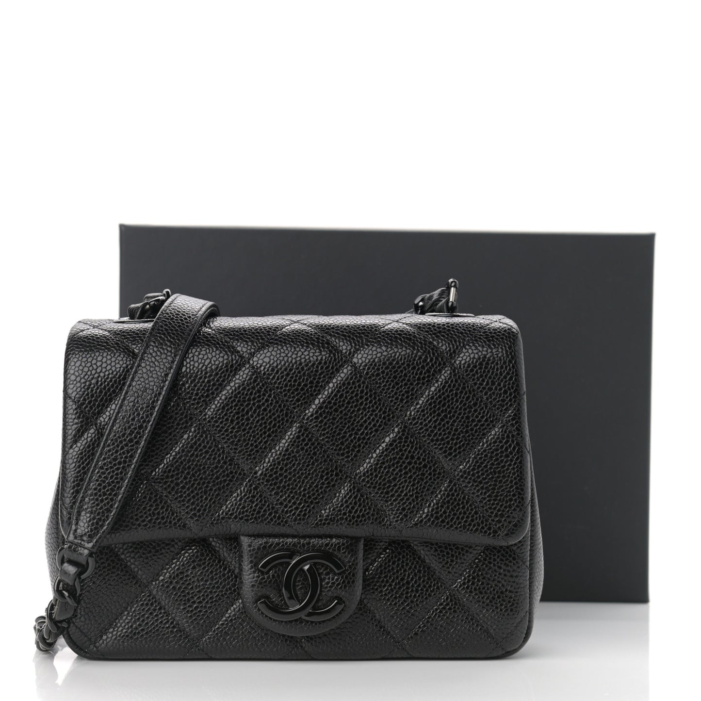Caviar Quilted Incognito Mini Square Flap Black