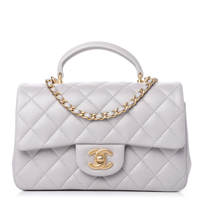 Chanel Lambskin Quilted Mini Top Handle Rectangular Flap Grey 1 of 11