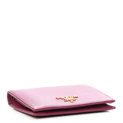 Prada Saffiano Metal Bi-Fold Wallet Ibisco 3 of 4