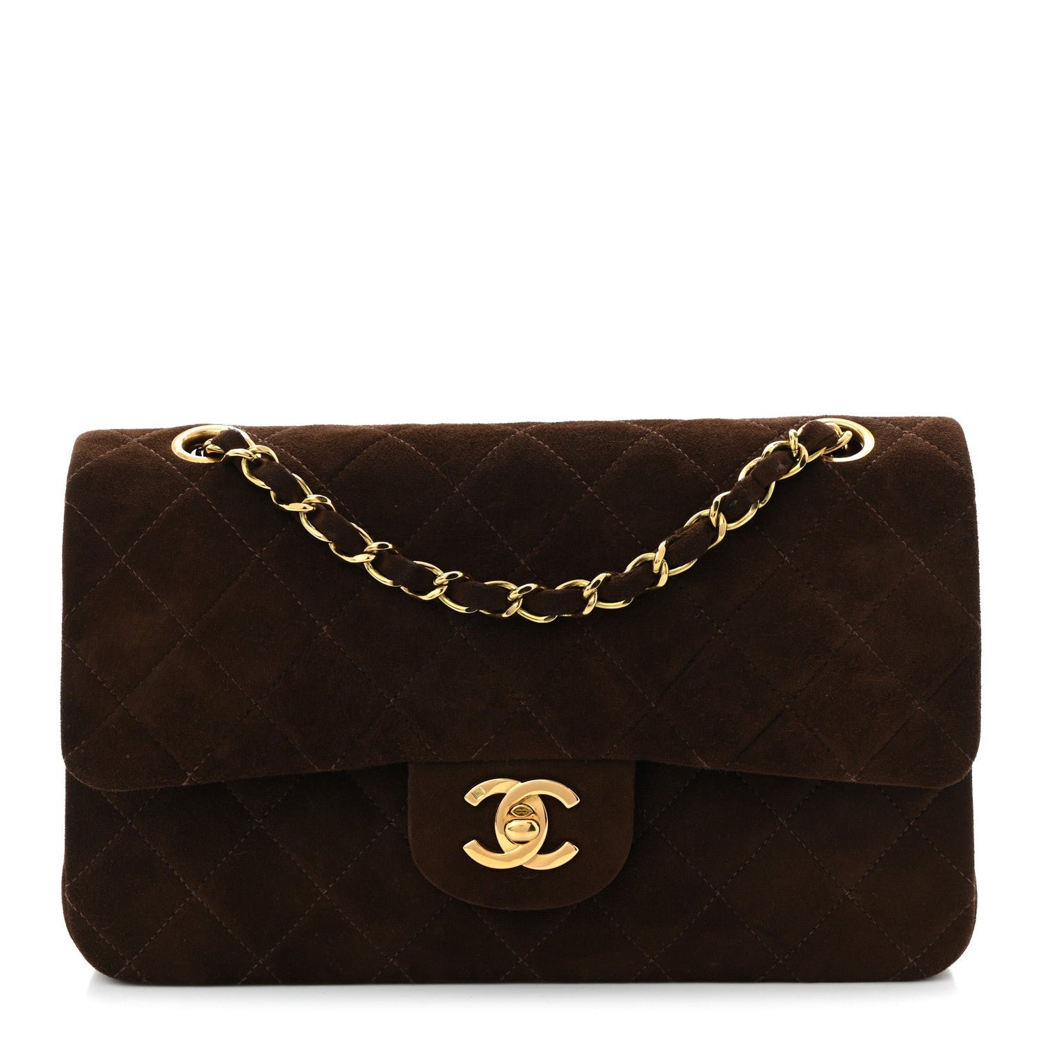 Chanel Suede Quilted Small Double Flap Dark Brown 1 of 11
