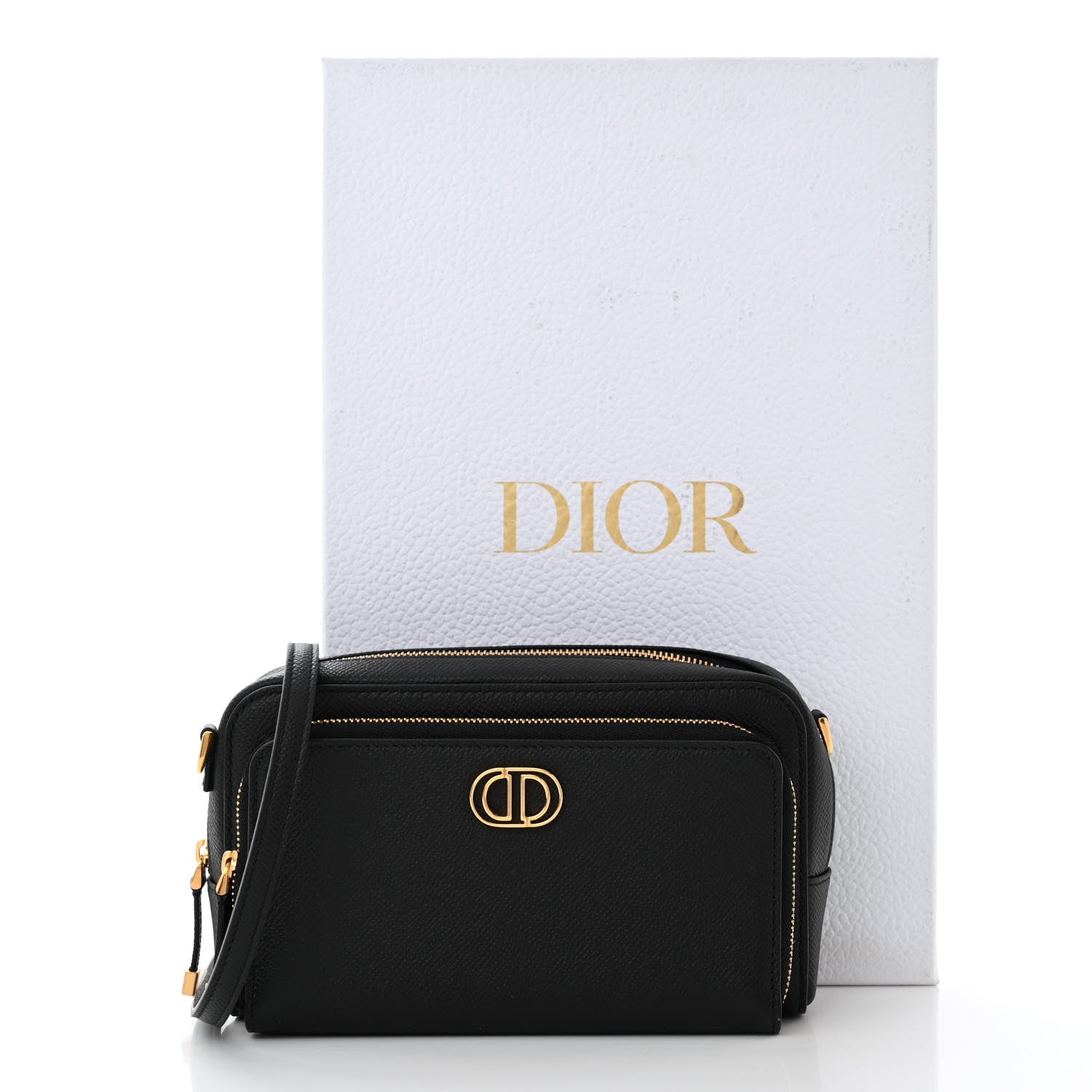 Christian Dior Grained Calfskin Caro Double Pouch Black 10 of 10