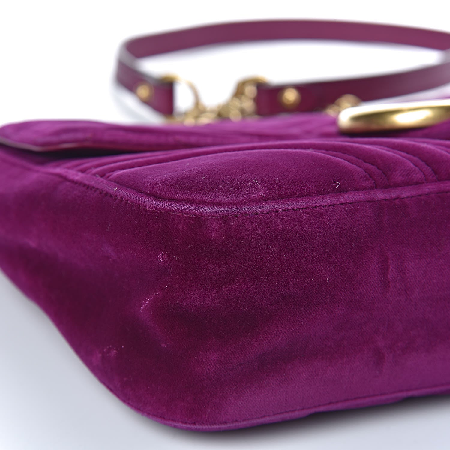 Gucci Velvet Matelasse Medium GG Marmont Shoulder Bag Fuchsia Violet Cyclamen 17 of 19