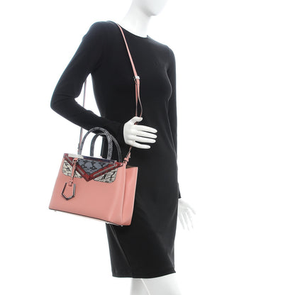 Fendi Vitello Dolce Elaphe Monster Petite 2Jours Tote Bois de Rose Naturale 2 of 6