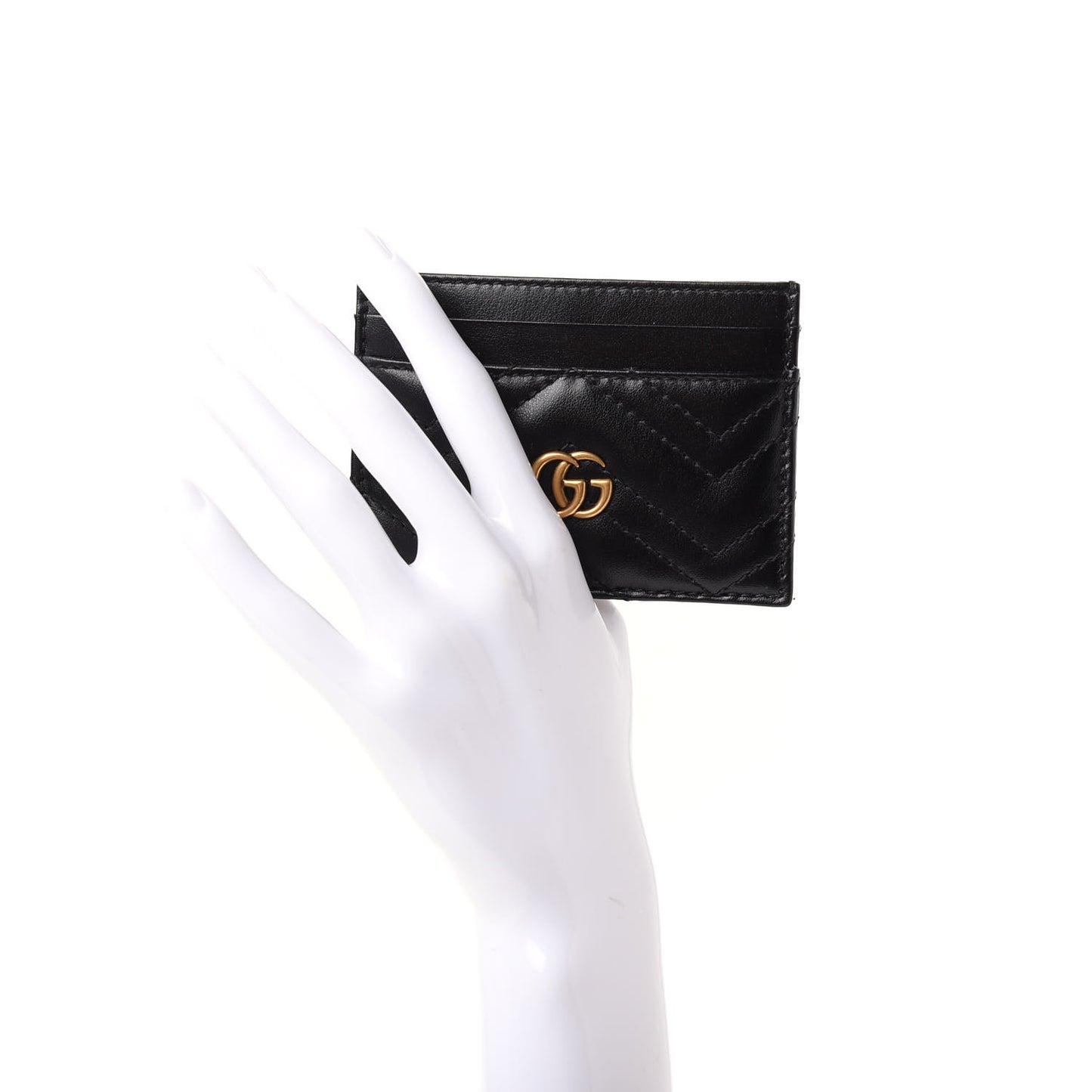 Calfskin Matelasse GG Marmont Card Holder Black