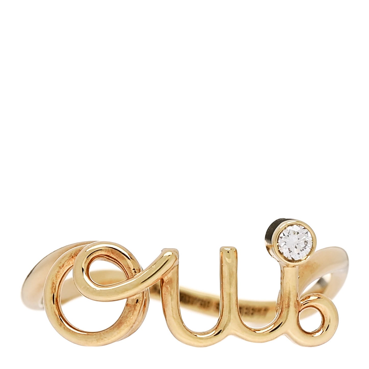 18K Yellow Gold Diamond Oui Ring 52 6